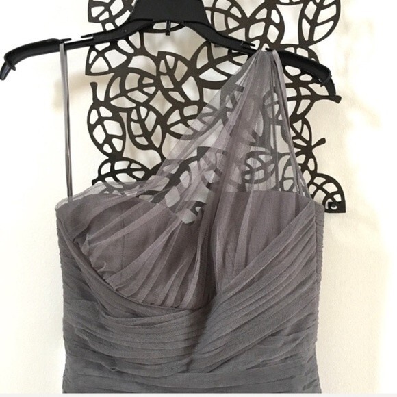 Amsale One-Shoulder Draped Tulle Mermaid Gown 4 - Picture 6 of 15